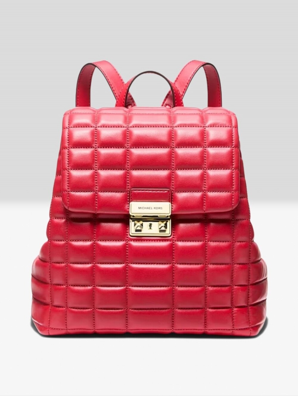 MICHAEL KORS Tribeca Small Quilted Leather Backpack - Crimson